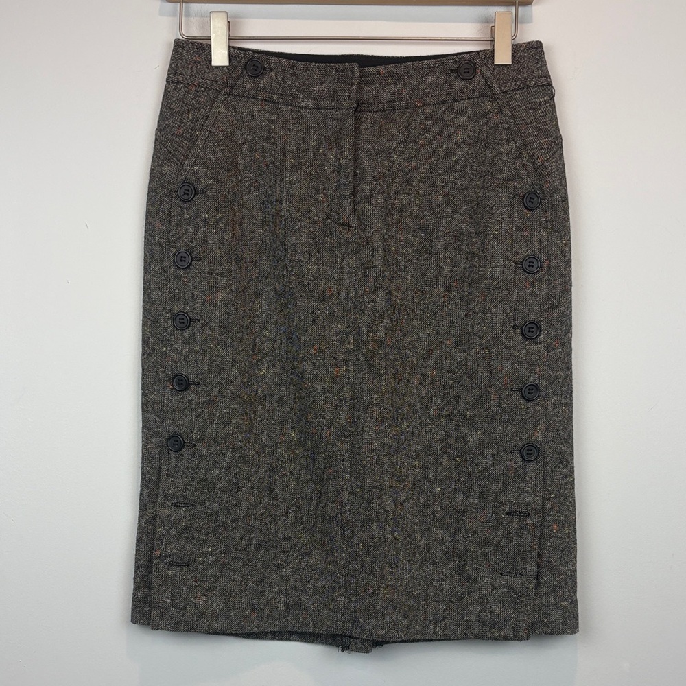 The Limited Gray Button-Detail wool Pencil Skirt